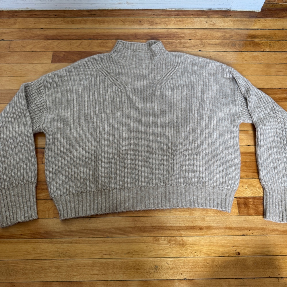 DISSH Beige Ribbed Mock Neck Sweater